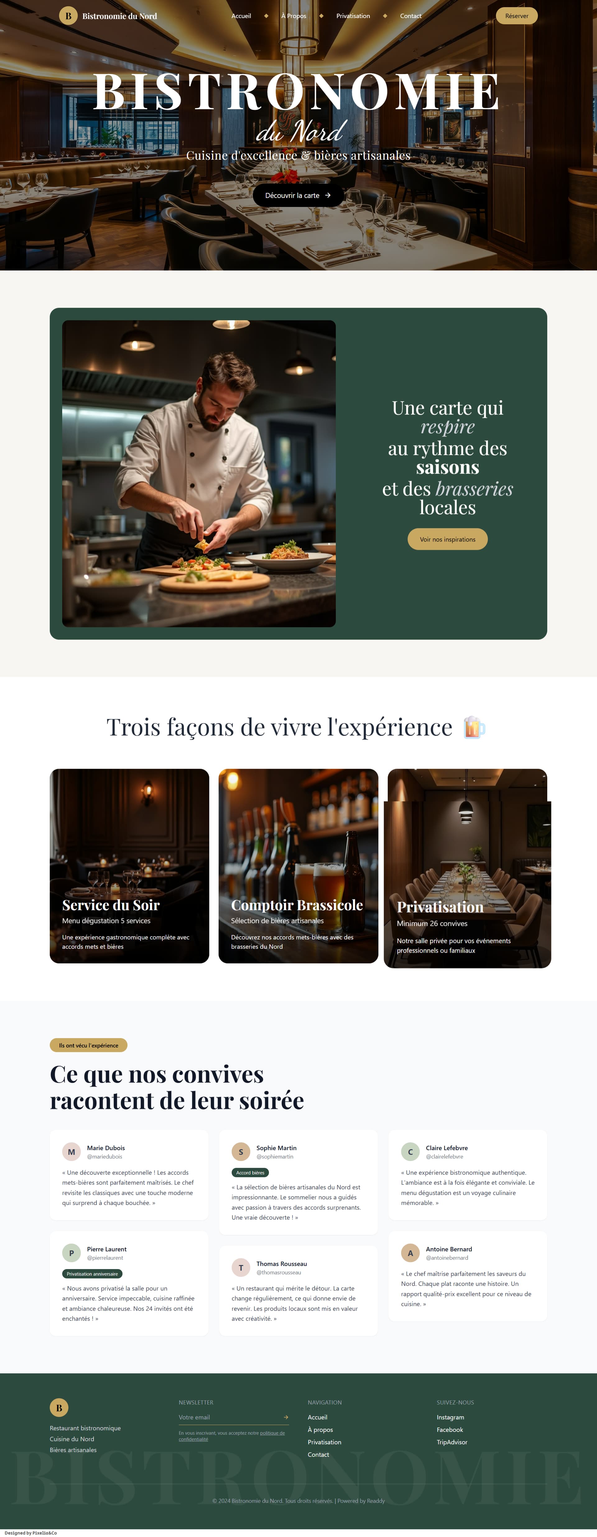 Maquette site d'un restaurant bistronomique