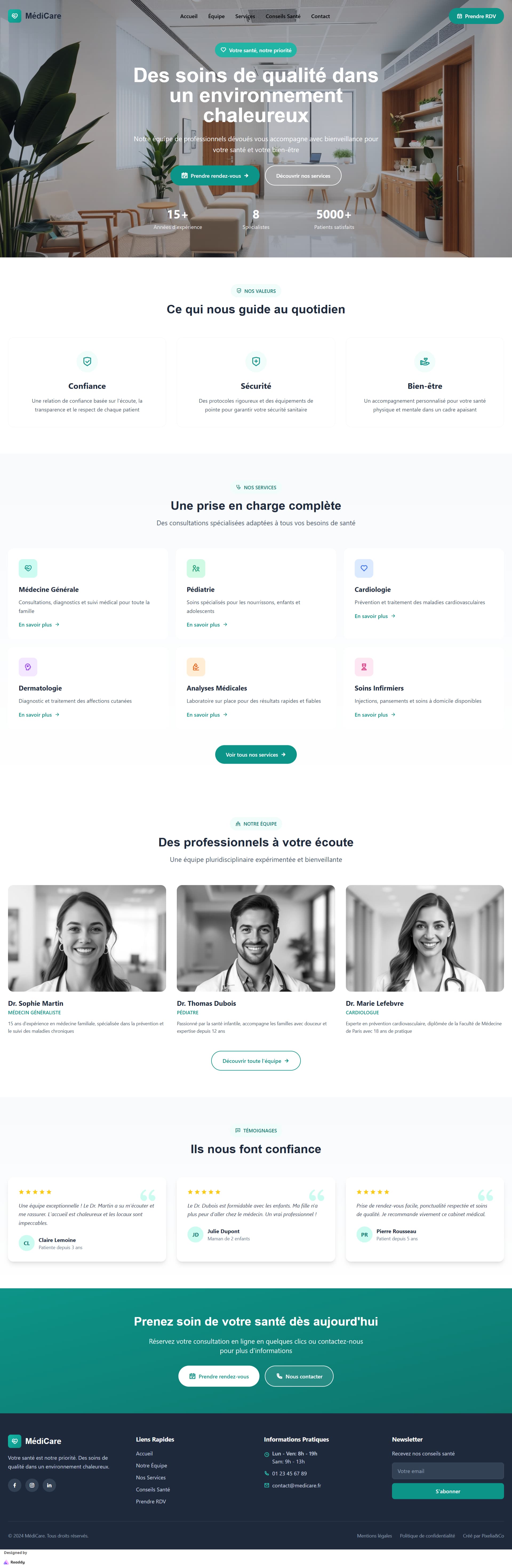 Maquette site pour un cabinet médical